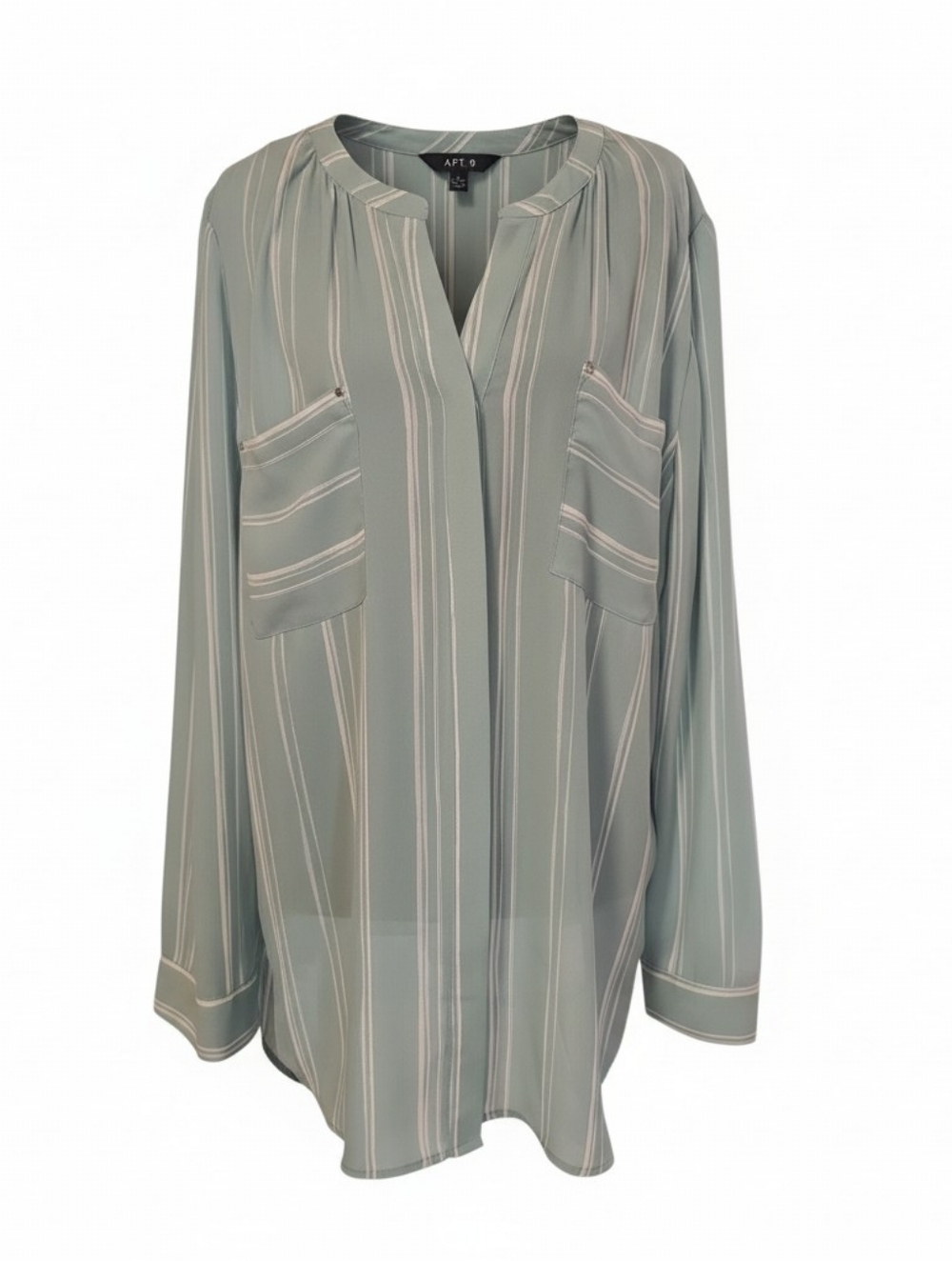 Apt 9 Long Sleeve Blue Striped Blouse NWT  XL